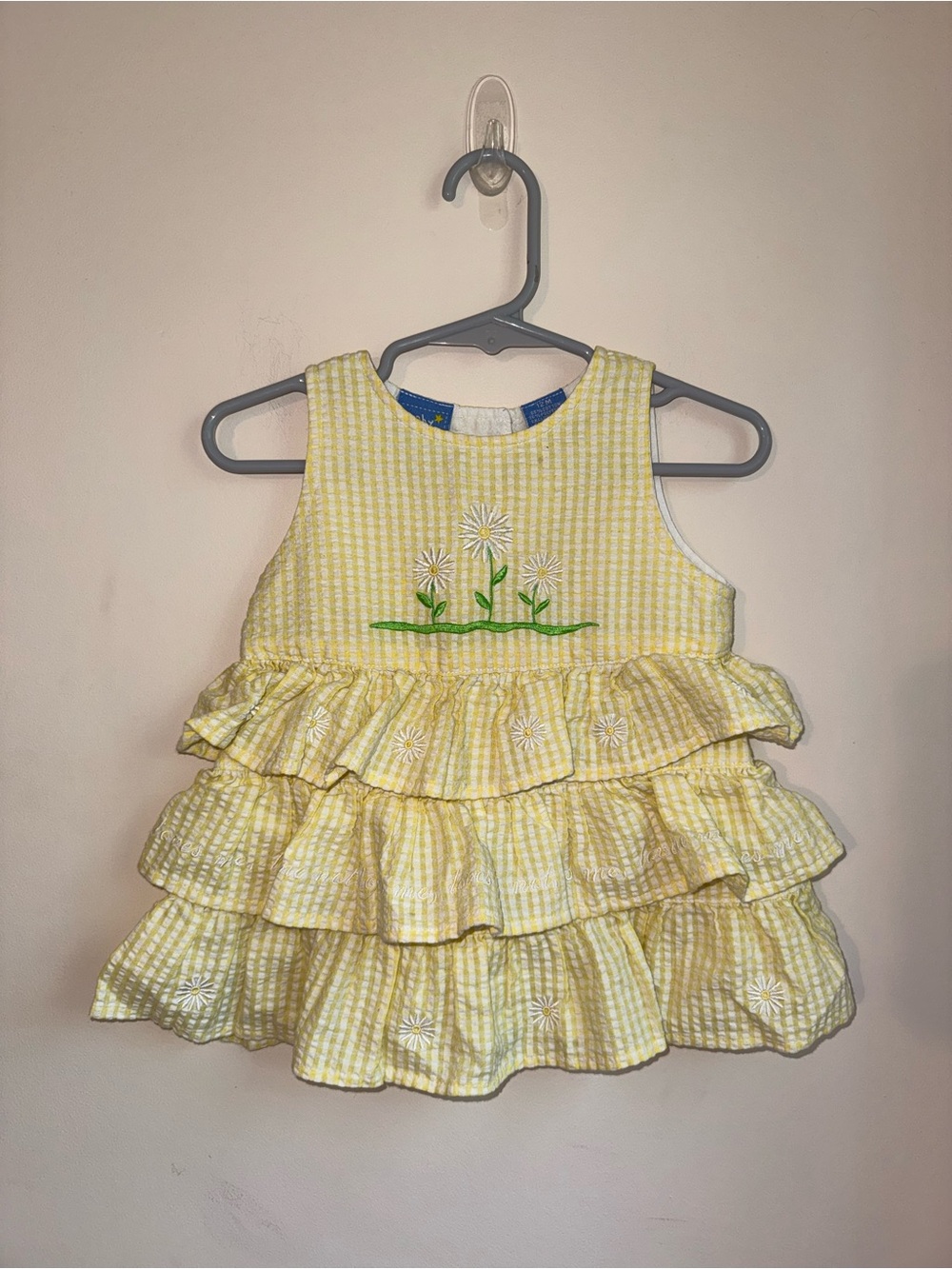 Yellow Gingham Ruffle Daisy Dress for Girls
